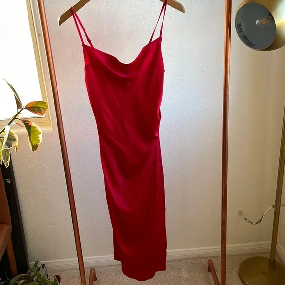 LULUS Red Satin Slip Dress - Picture 3 of 8
